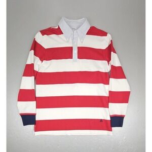 Brooks Brothers Rugby Shirt Mens Medium Red White Longsleeve Striped Preppy